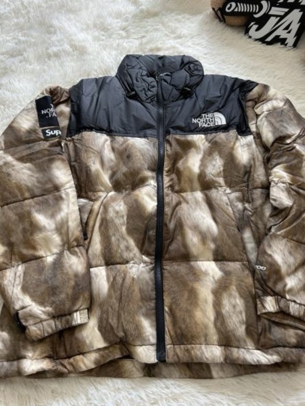 Supreme x The North Face COLAB Men’s Brown Camo Puffer Jacket with Black Yoke